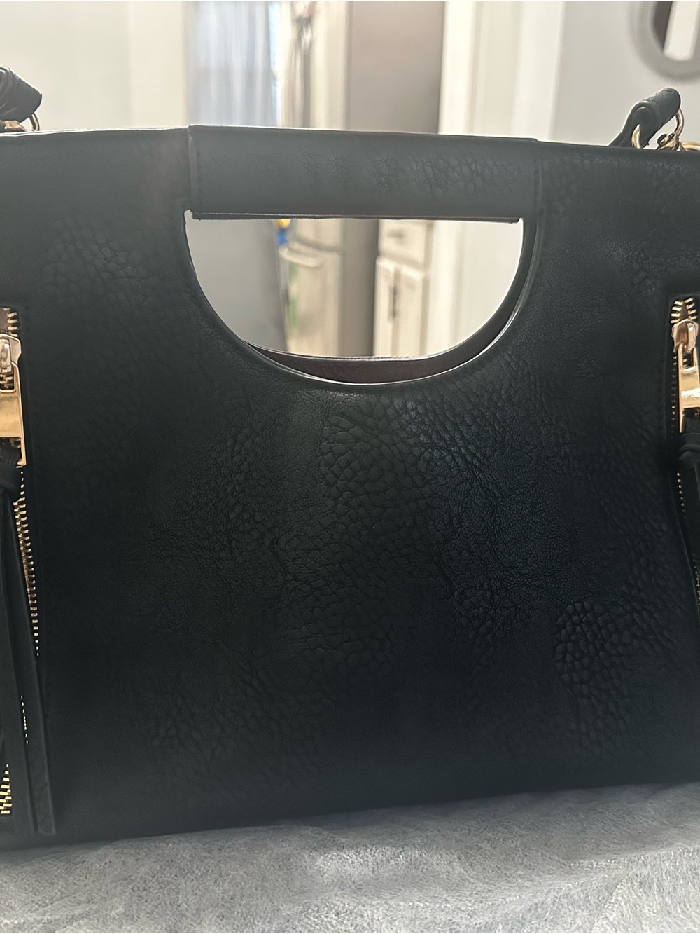 Charming Charlie Black Tote with Gold Hardware